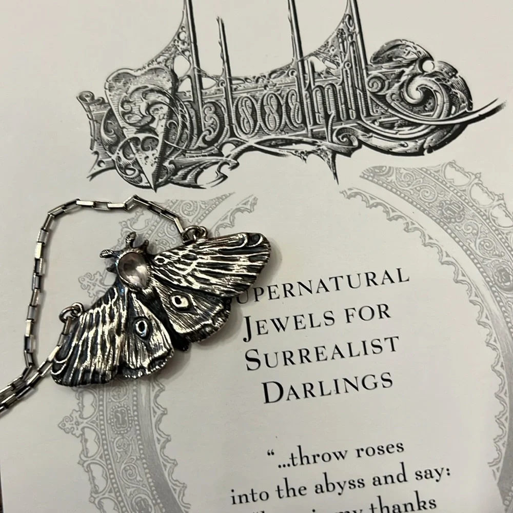 Bloodmilk Ghost Phantom Rose Quartz Planchette Moth Pendant Vintage BM Postcard - Picture 2 of 7